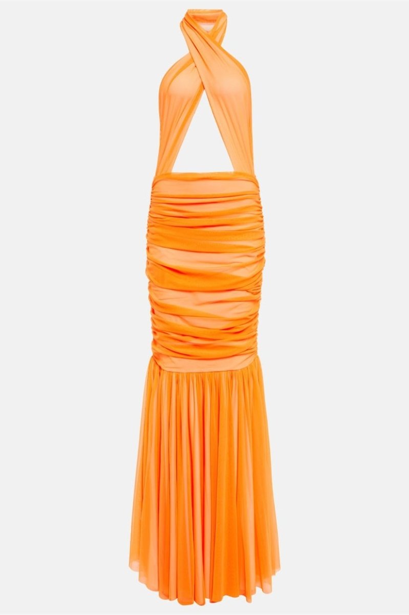 Jodie Cross Halter Neck Maxi-Length Dress
