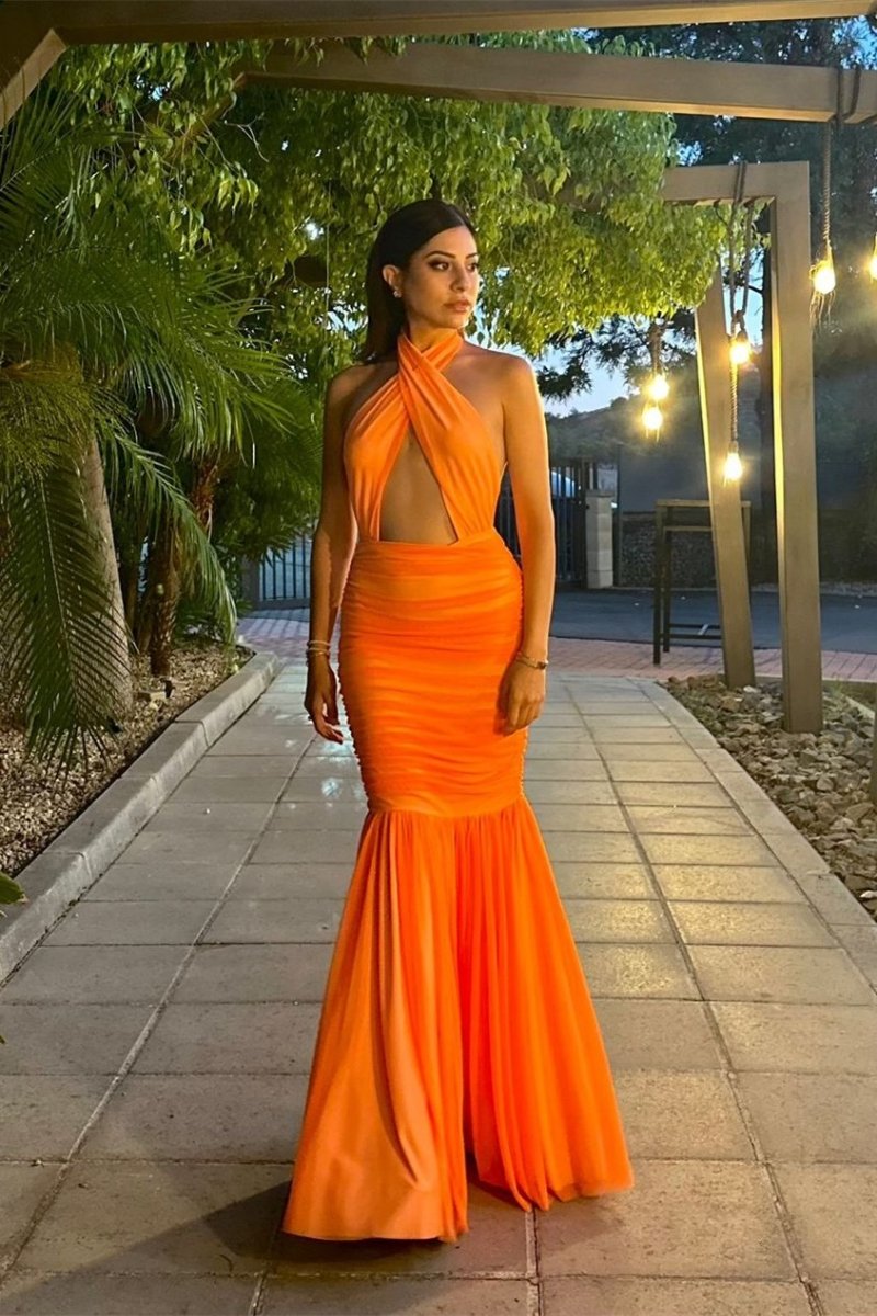 Jodie Cross Halter Neck Maxi-Length Dress