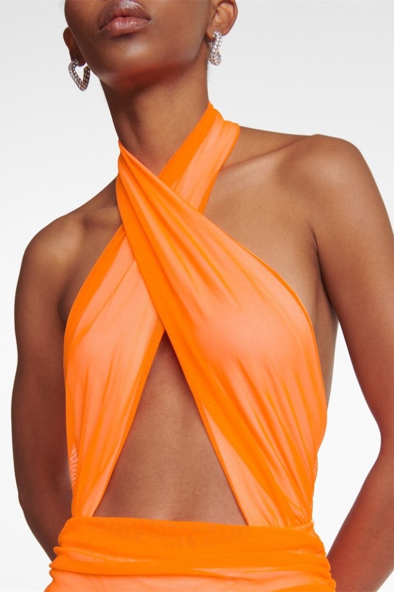 Jodie Cross Halter Neck Maxi-Length Dress