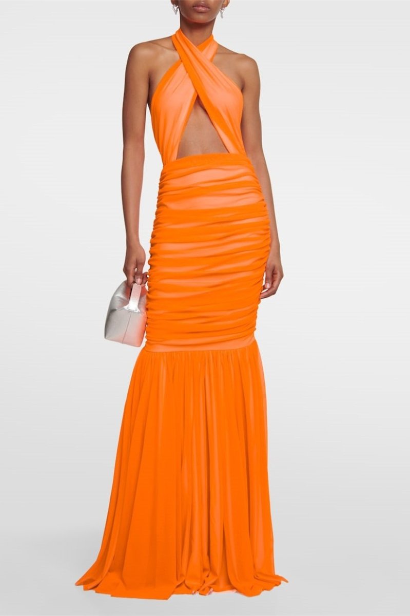 Jodie Cross Halter Neck Maxi-Length Dress