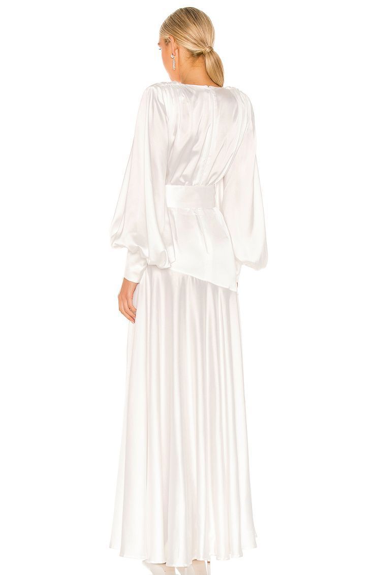 Phoebe V-Neck Belted Slit Maxi-Length Dress