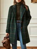 Modern Women's Retro Lapel Plaid Tweed Coat
