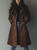 Women's Retro Suede Trench Coat