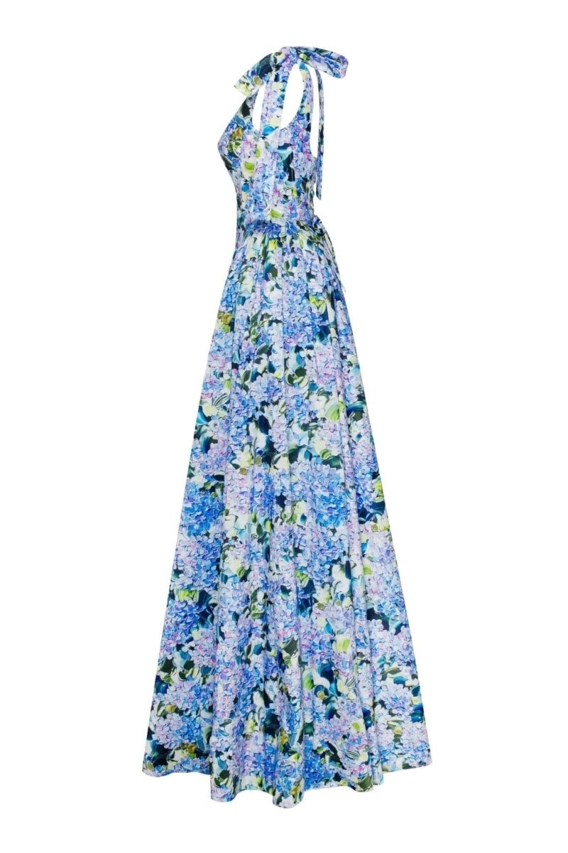 Kacey Hydrangea Patterned Strap Maxi-Length Dress