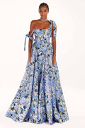 Kacey Hydrangea Patterned Strap Maxi-Length Dress