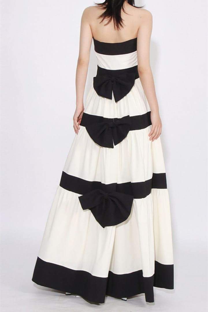Karen Colorblock Bowknot Maxi-Length Dress