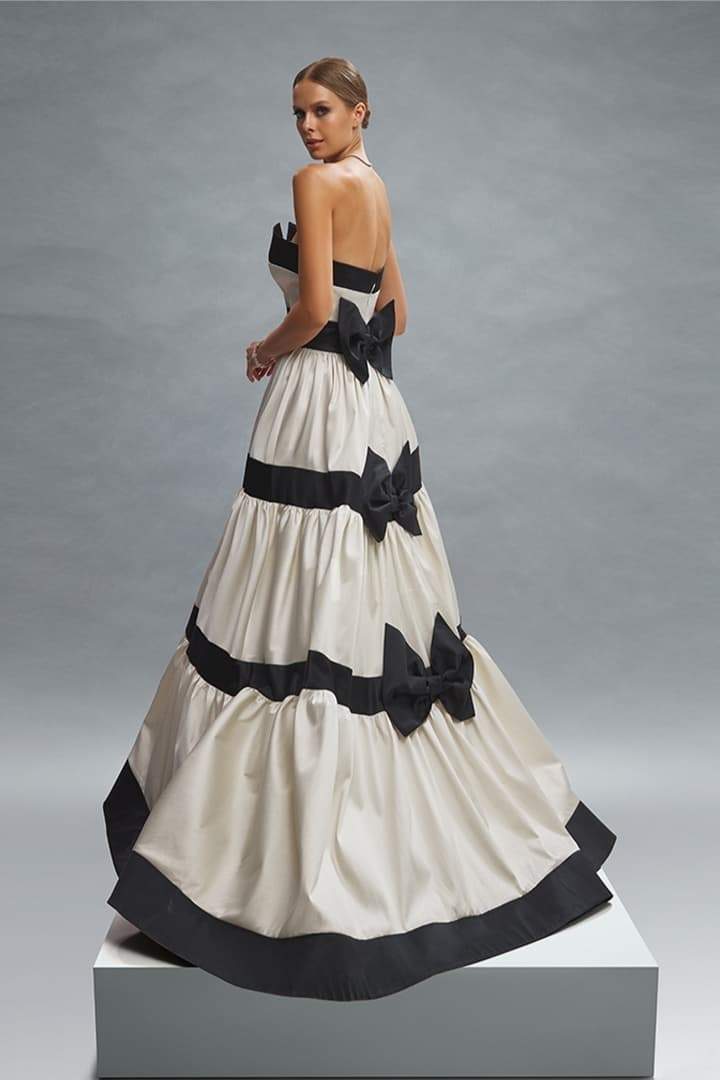 Karen Colorblock Bowknot Maxi-Length Dress
