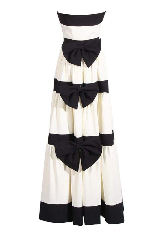 Karen Colorblock Bowknot Maxi-Length Dress