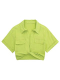 Modern Kay Twisted Crop Linen Blouse