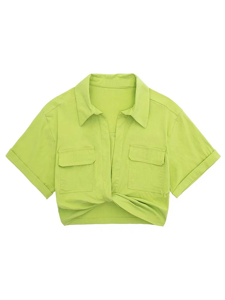 Modern Kay Twisted Crop Linen Blouse