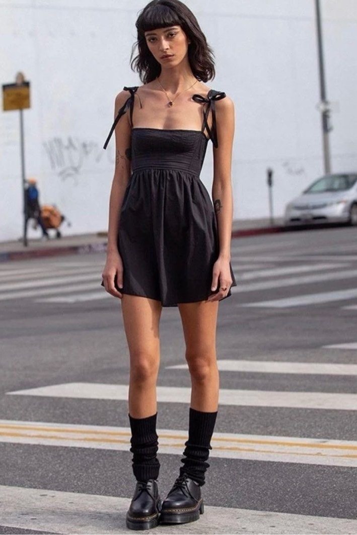 Kayla Bowknot Shoulder Straps Mini-Length Dress