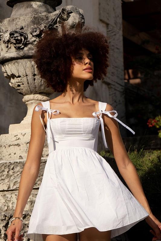 Kayla Bowknot Shoulder Straps Mini-Length Dress