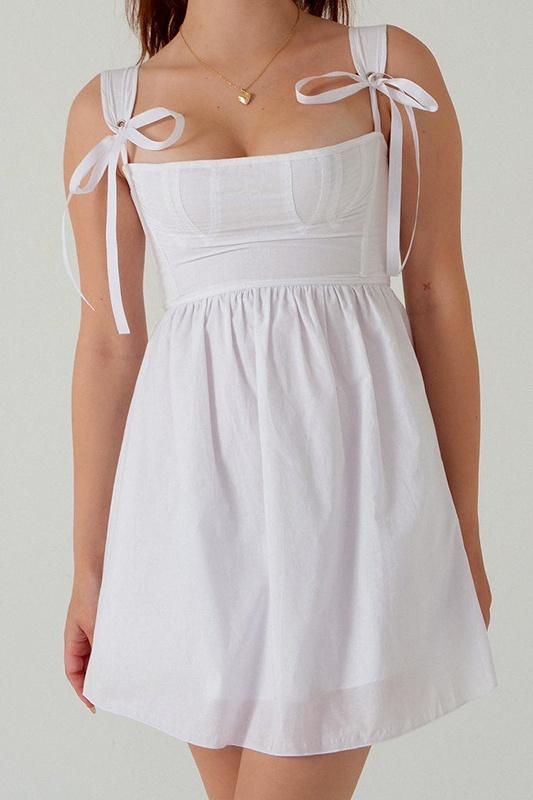 Kayla Bowknot Shoulder Straps Mini-Length Dress