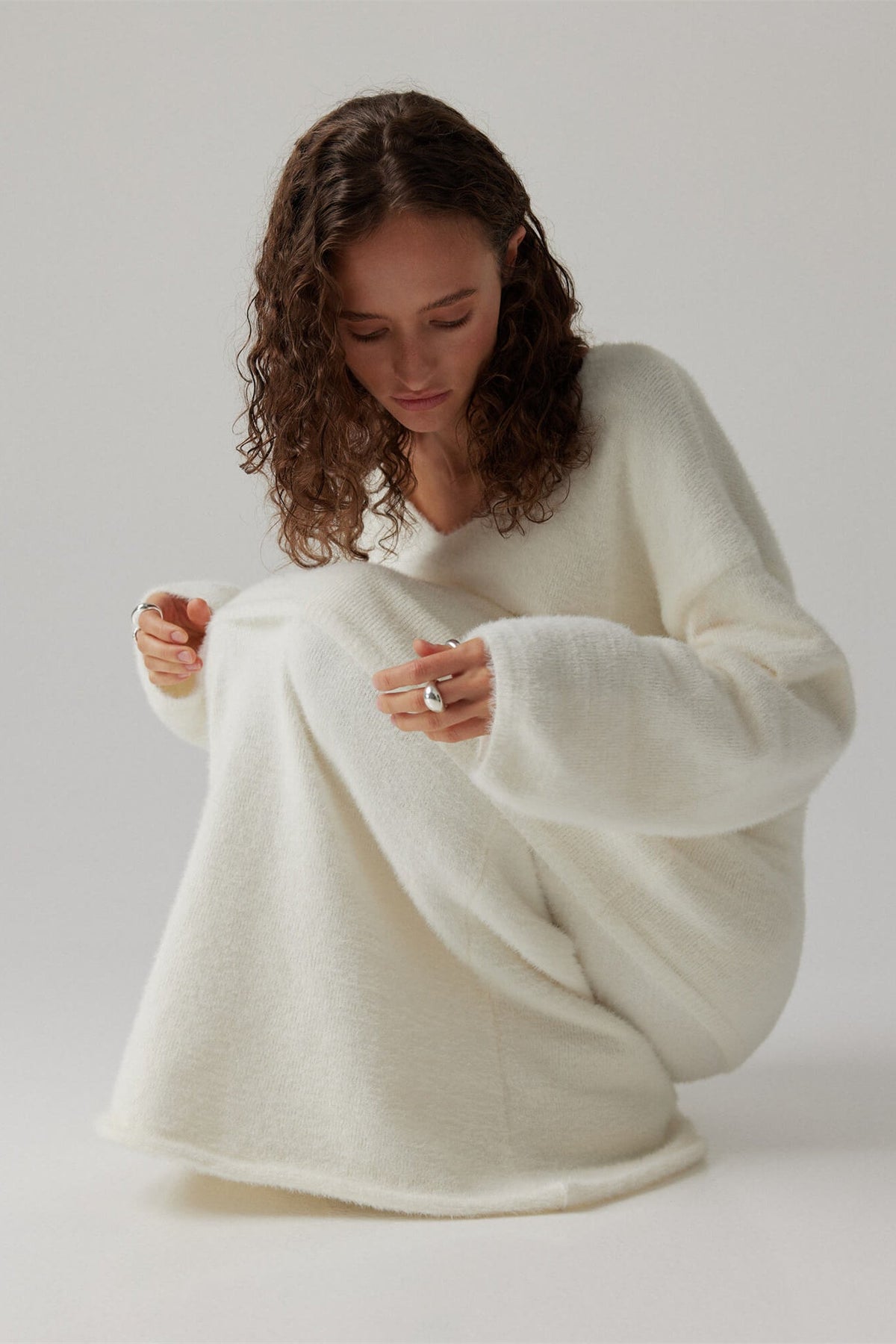 Coordinated Barbara V-Neck Long Sleeves Knit Set