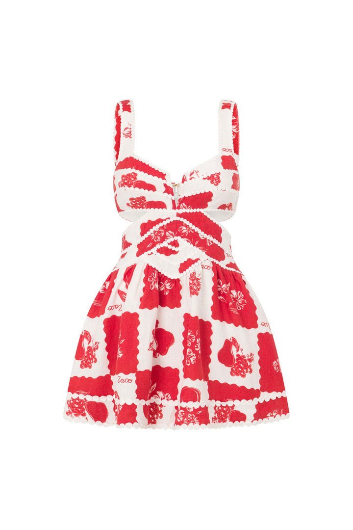 Leila Patterned Cut-out Mini-Length Dress