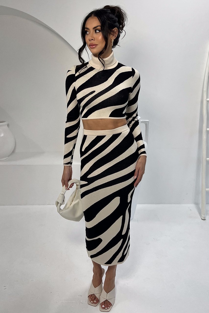 Coordinated Lena Zebra Print Knit Set