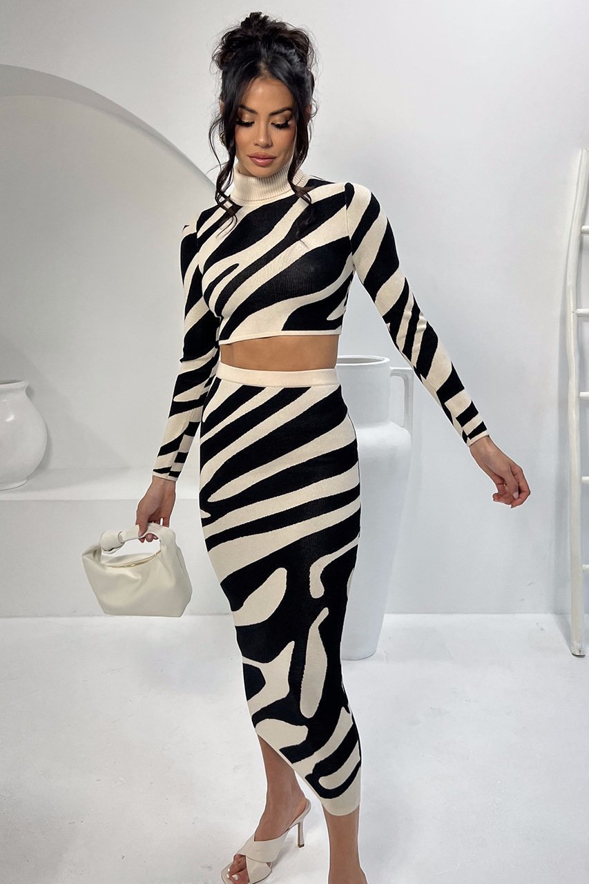Coordinated Lena Zebra Print Knit Set