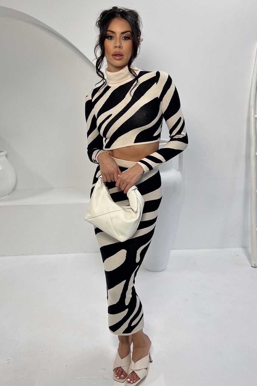 Coordinated Lena Zebra Print Knit Set