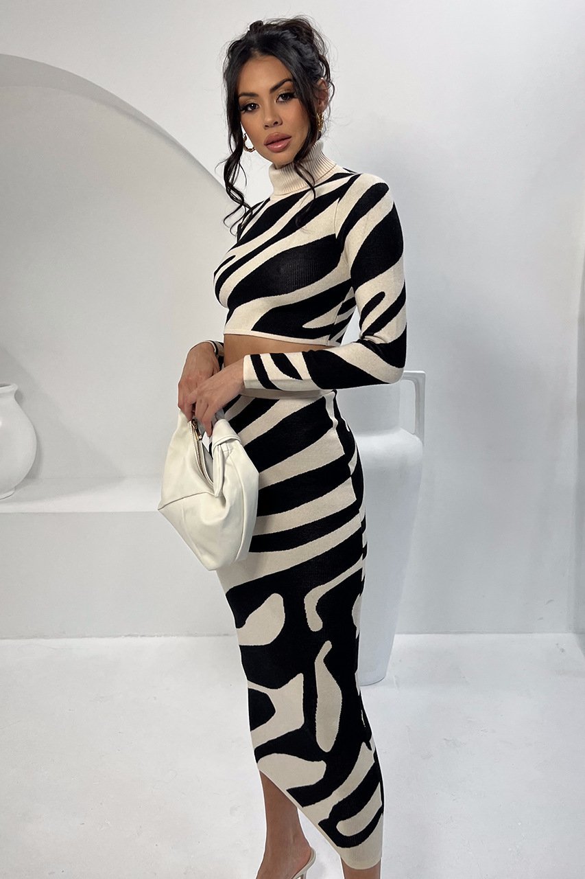 Coordinated Lena Zebra Print Knit Set