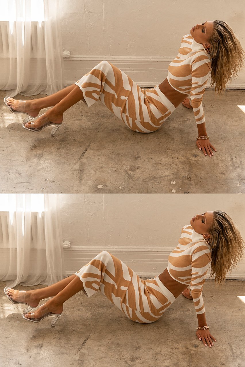 Coordinated Lena Zebra Print Knit Set