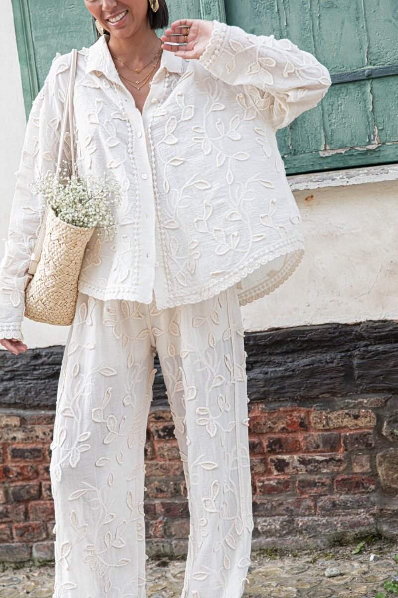 Distinctive Resort Style Jacquard Relaxed Loose Two-Pieces Set