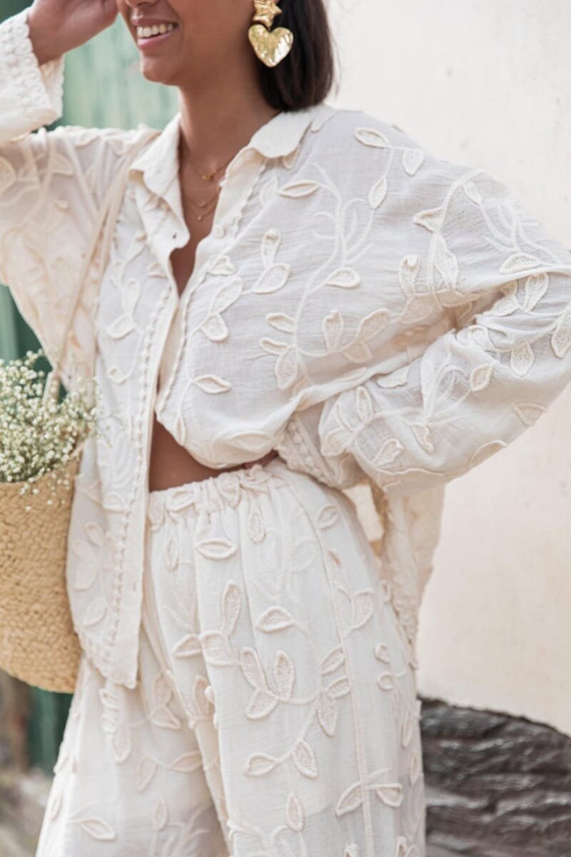 Distinctive Resort Style Jacquard Relaxed Loose Two-Pieces Set