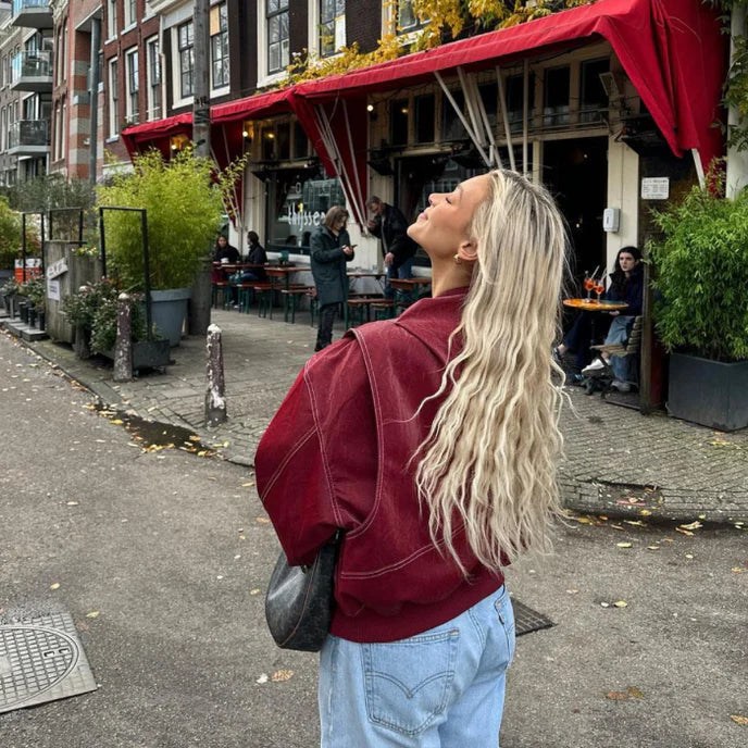 Oversized Leather Jacket in Urban Style