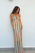 Lydia Halterneck Crochet Maxi-Length Dress