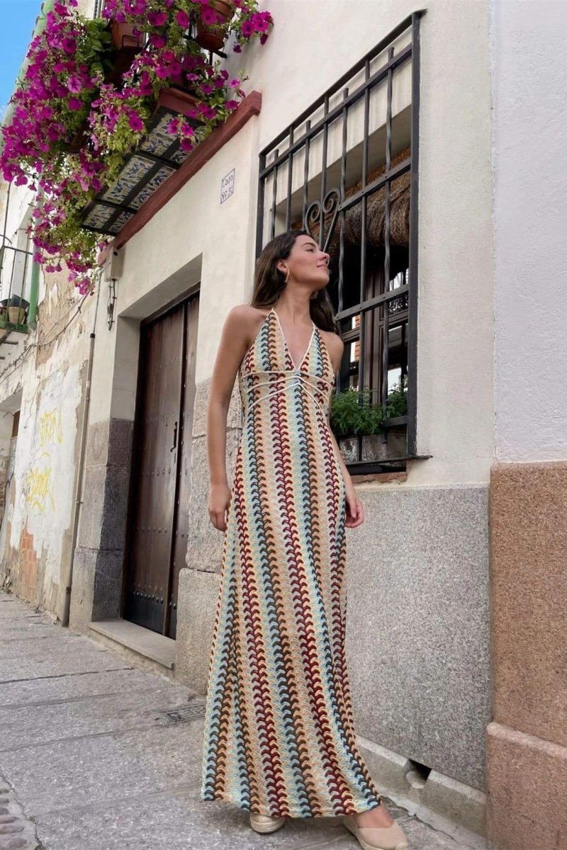 Lydia Halterneck Crochet Maxi-Length Dress