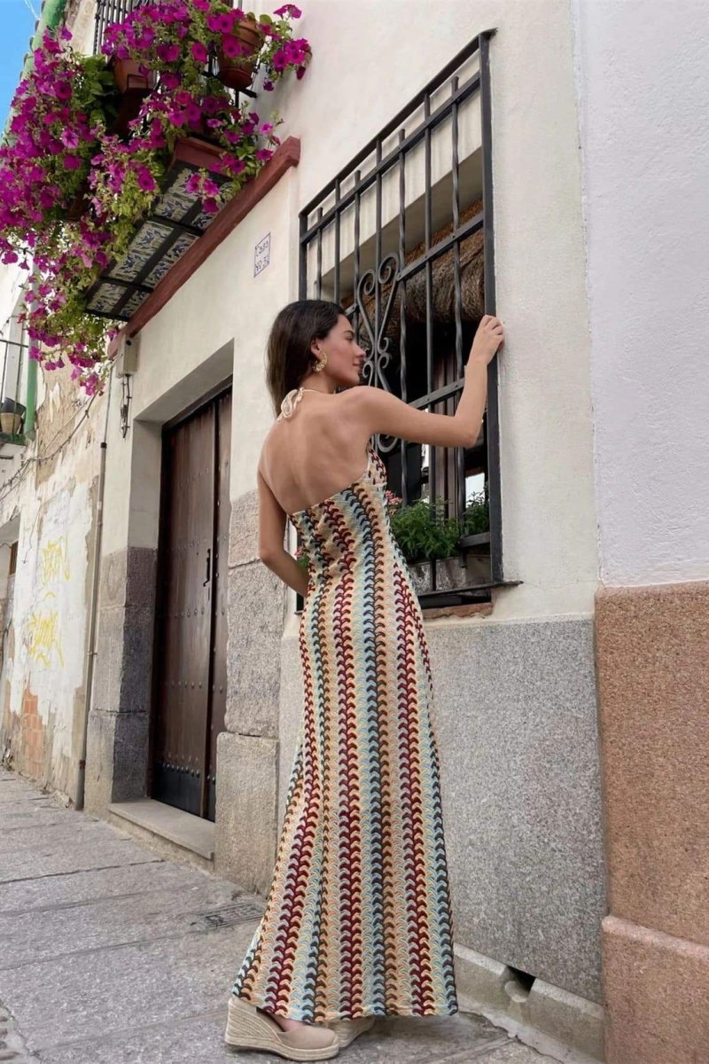 Lydia Halterneck Crochet Maxi-Length Dress