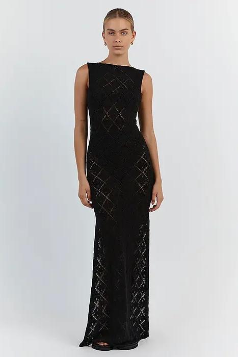 Lynn Knit Slit Maxi-Length Dress