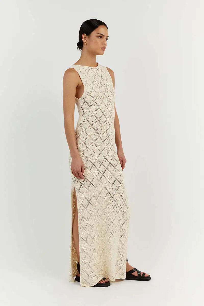 Lynn Knit Slit Maxi-Length Dress