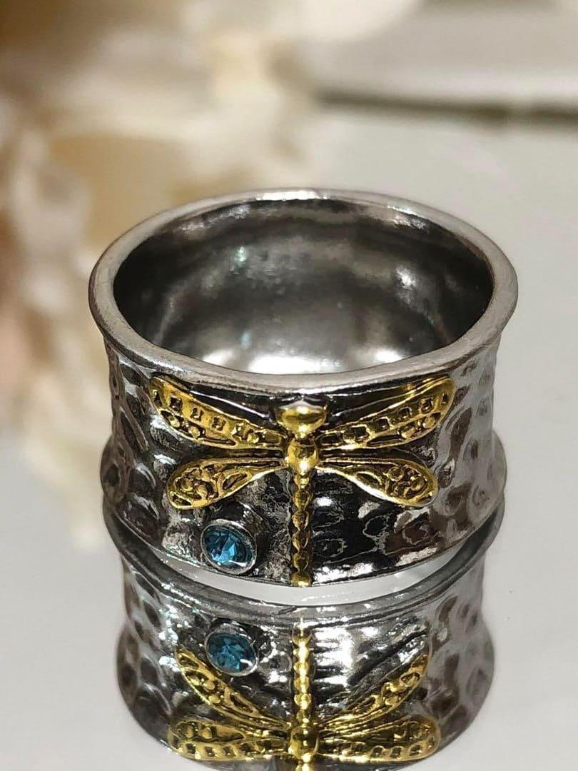 Statement Aquamarine Insect Ring
