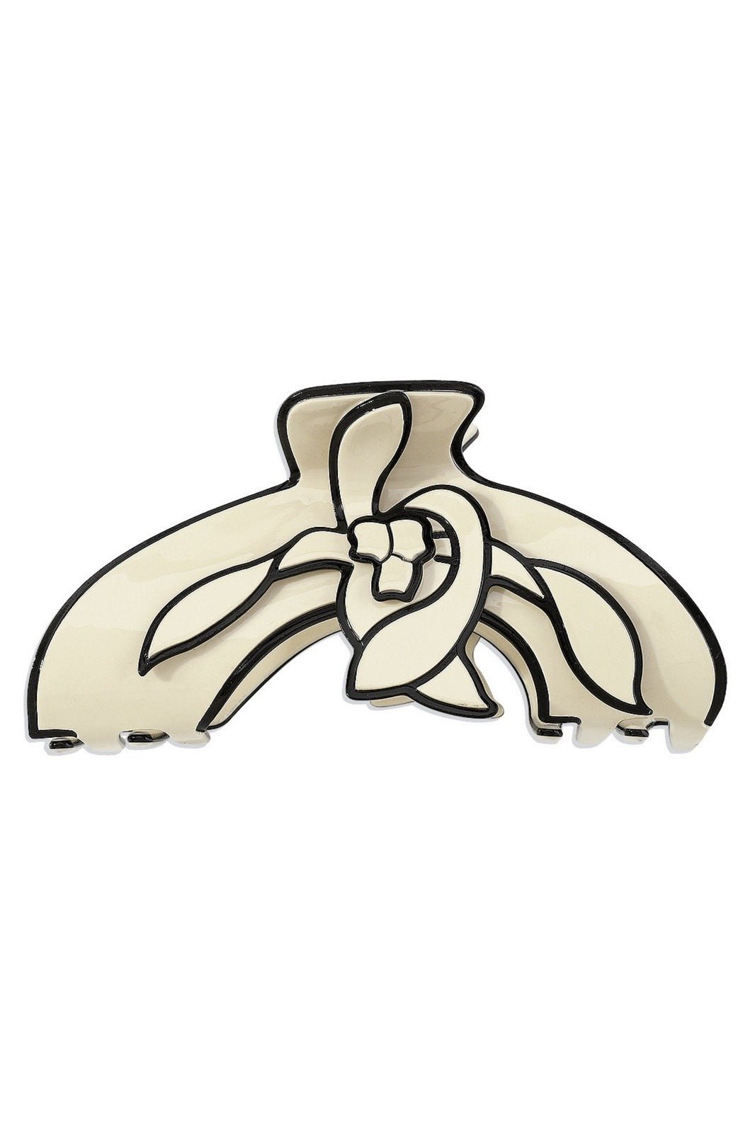 Modern Magnolia Flower Contrast Line Art Hair Claw