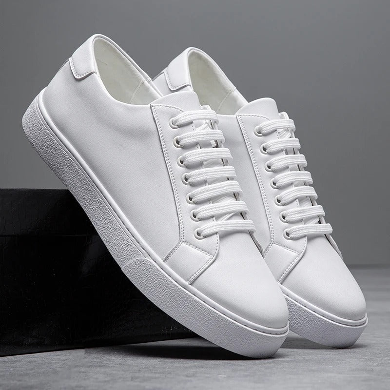 Polished Leather Sneakers with Cushioned Sole