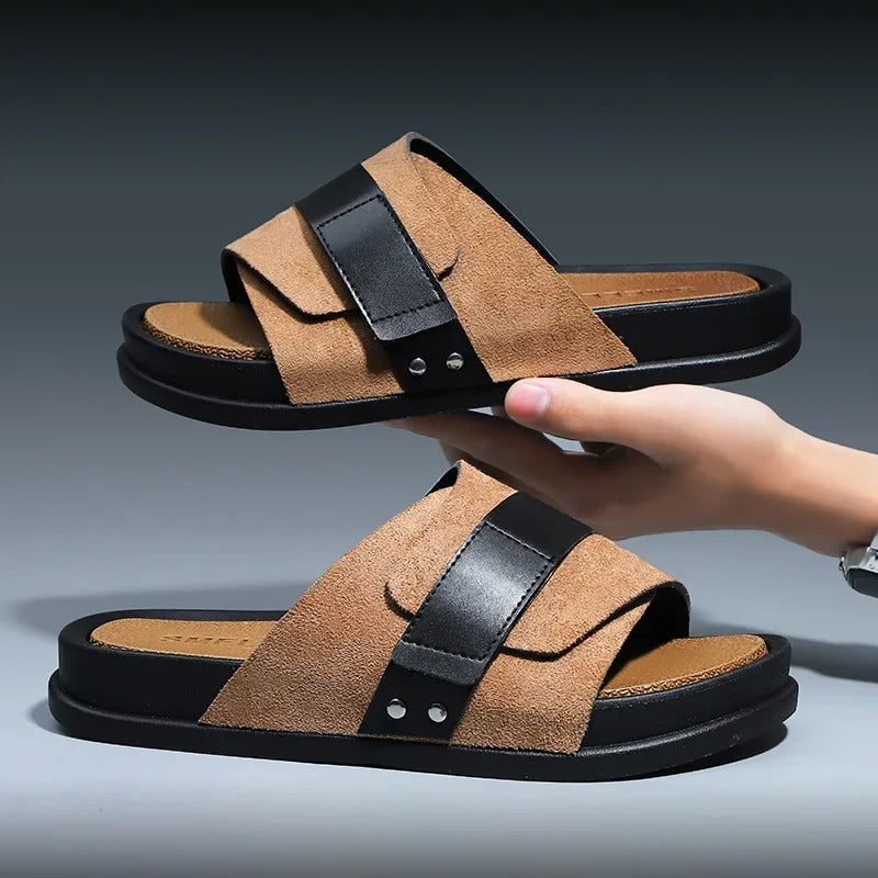 Suede Slides with Cushioned Insole