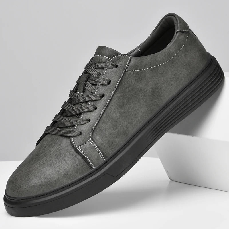 Leather Sneakers with Shock-Absorbing Sole