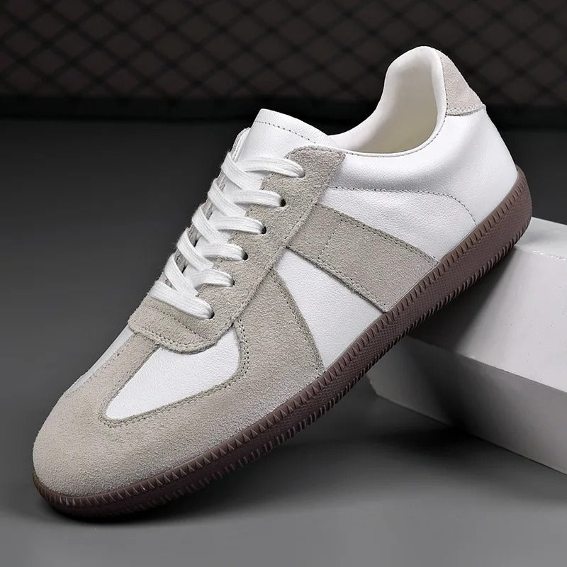 Leather Sneakers with Two-Tone Detail