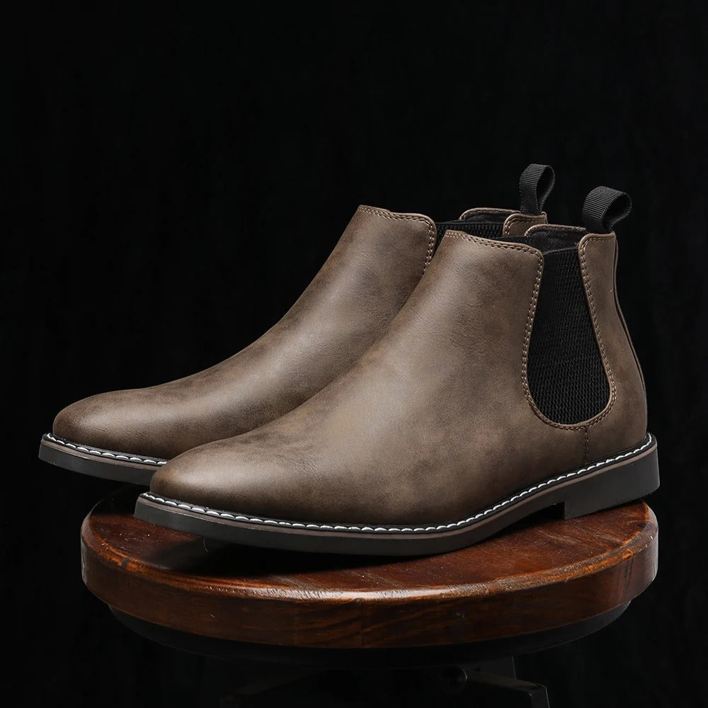 Leather Chelsea Boots with Shock-Absorbing Sole