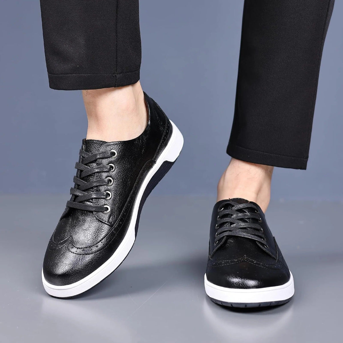 Leather-Look Brogue Shoes with Breathable Lining