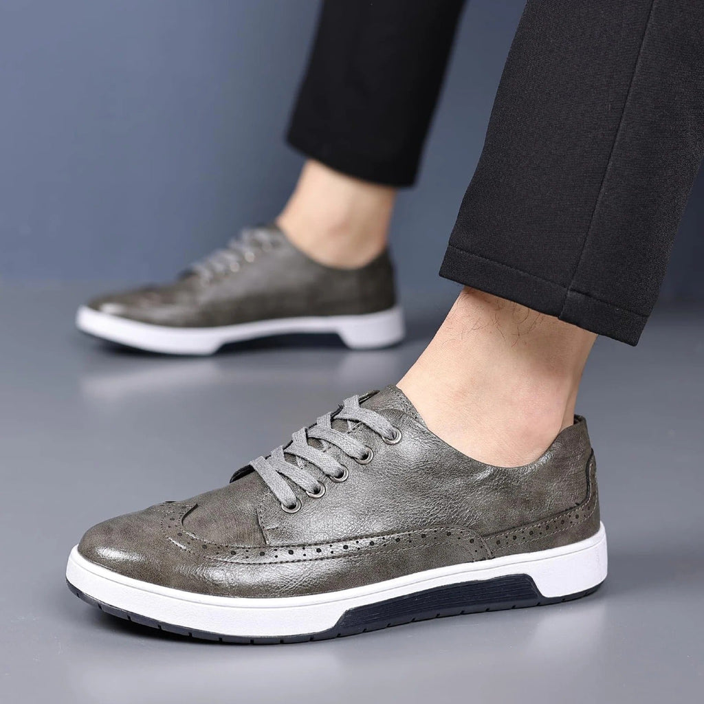 Leather-Look Brogue Shoes with Cushioned Sole