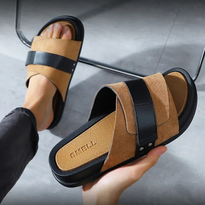 Suede Slides with Cushioned Insole