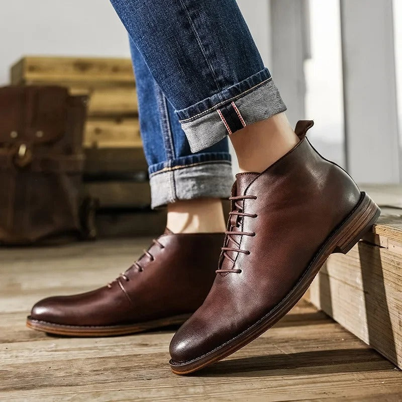 Leather Boots with Sturdy Sole