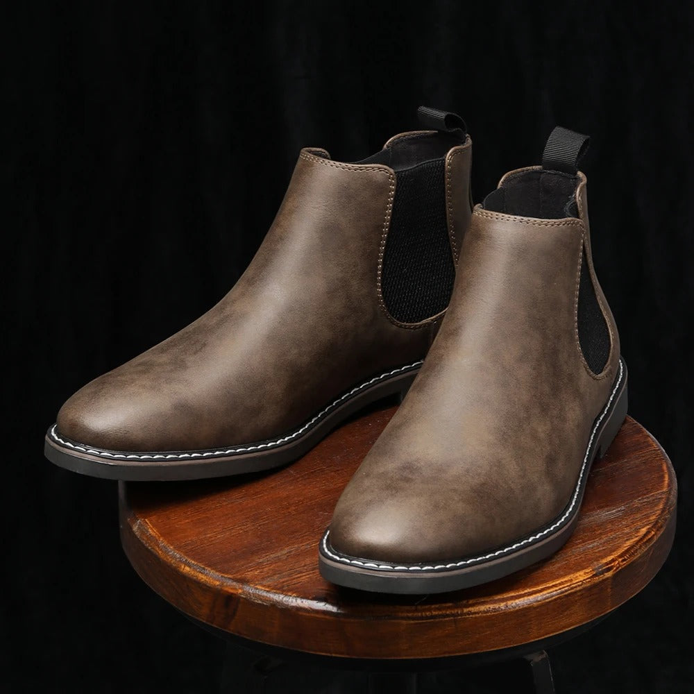 Leather Chelsea Boots with Shock-Absorbing Sole