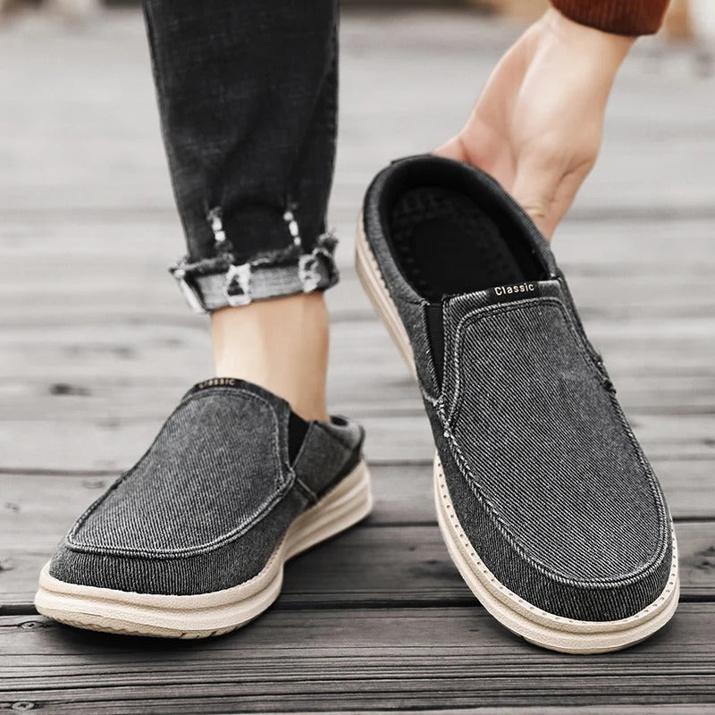 Canvas Mules with Cushioned Sole