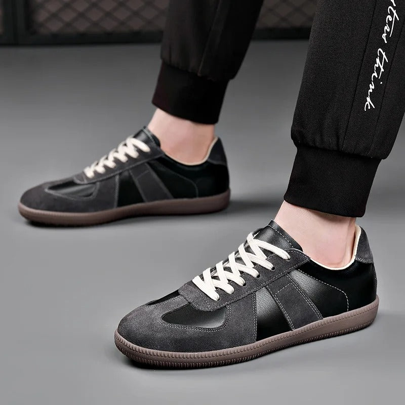 Leather Sneakers with Two-Tone Detail