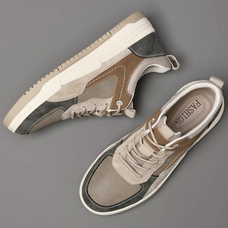 Leather Sneakers with Cushioned Sole