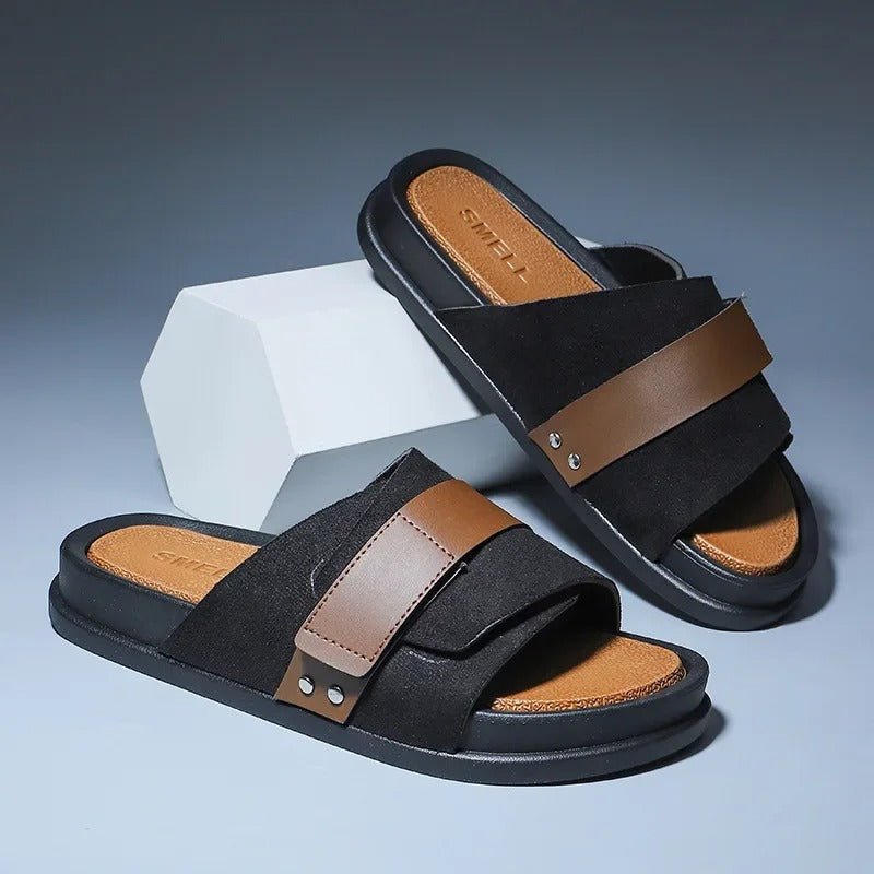 Suede Slides with Cushioned Insole