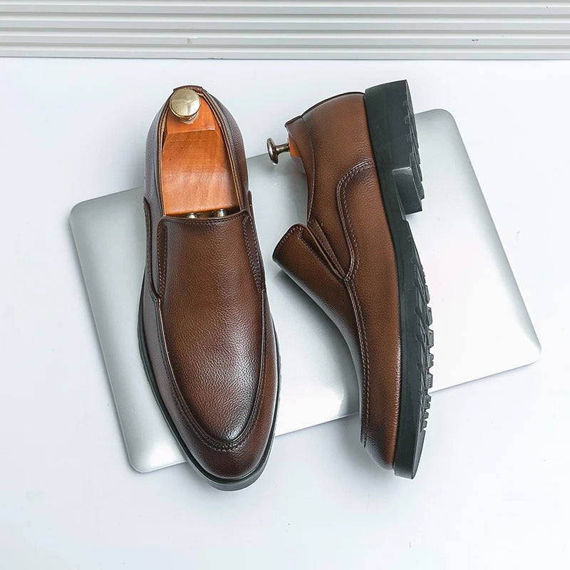 Loafers with Pebbled Texture