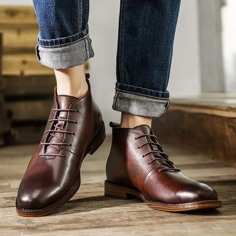 Leather Boots with Sturdy Sole
